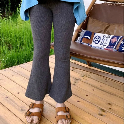 2026 Spring Summer Korean Slim Fit Girls' Flared Pants Stylish Long Pants for Toddler Girls Breathable Cotton Leggings