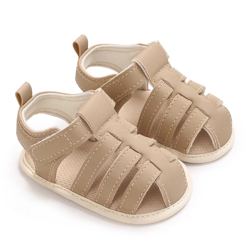0-1Year Baby Shoes Infant Pre-Walker Shoes Cute Teddy Bear Pattern Summer Sandals Soft Sole Adjustable Strap Daily Footwear