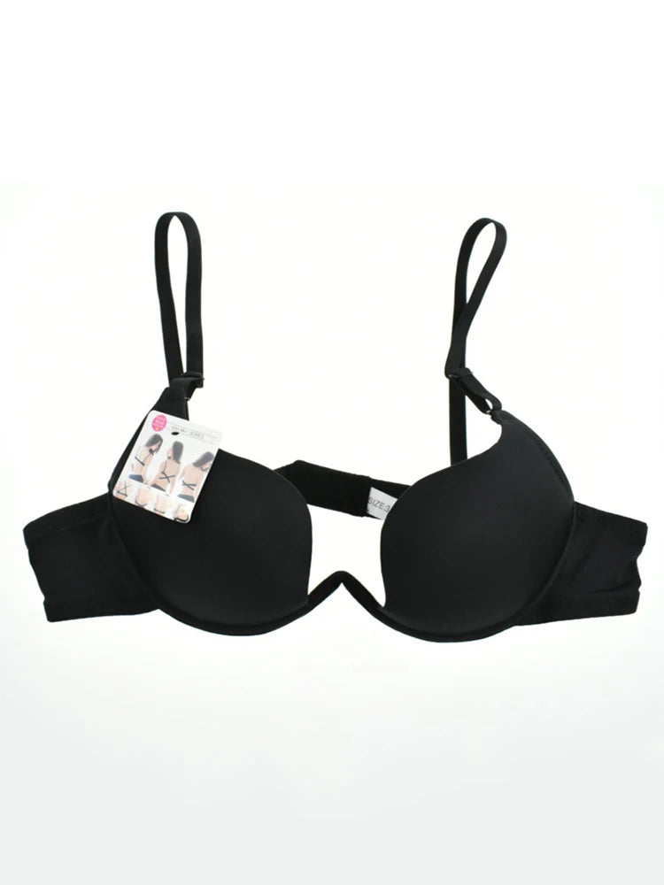 Japanese Deep V Push Up Sexy Bra Underwire Underwear Women Soutien Gorge Thin Half Cup Solid Color Lingerie Beautiful Back
