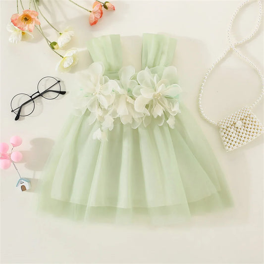 Sweet Baby Girl Wedding Party Evening Dresses Summer Clothes Petal Mesh Birthday Princess Kids Costumes 0 To 3 Years Old Toddler