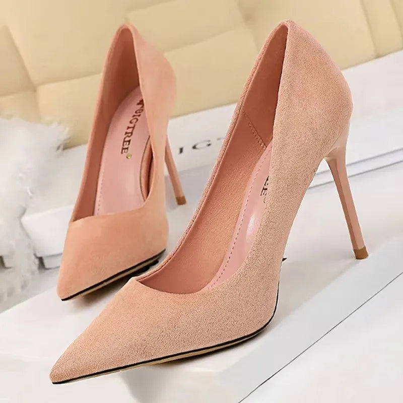 BIGTREE Shoes 2026 New Women Pumps Suede High Heels Shoes Fashion Office Shoes Stiletto Party Shoes Female Comfort Women Heels