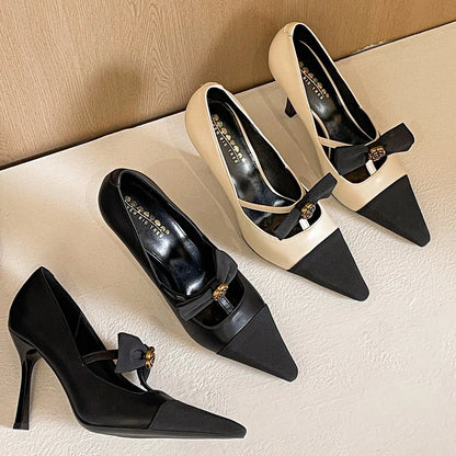 BIGTREE Shoes Metal Flower Design Women Pumps Bowknot High Heels Stiletto 10 CM Pointed Women Heels Luxury Banquet Shoes 2026