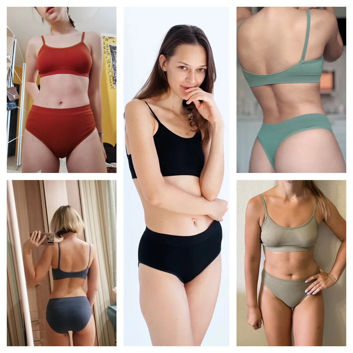 Women Seamless Bra And Panties Set U-Back Bralette Top Comfort Breathable Briefs Ribbed Sexy Lingerie Sports Underwear Set
