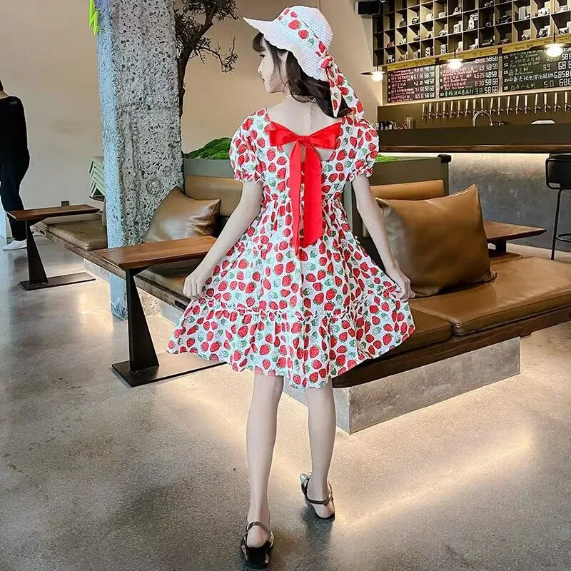 Summer Strawberry Princess Dress Romper for Girls Girls' Clothes Women's Children's Elegant Kids 8 10 Years Child Girl 12 7 9 6
