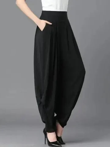 Summer New plus Size Lantern Pants Elastic Waist Casual Dance Mosquito Proof Long Trousers for plus Size Women High Waist Lon...
