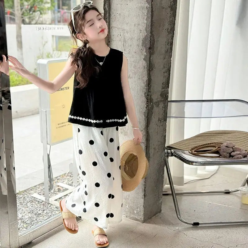 Children's Costumes Girl Outfit 2025 Kids Clothes Girls Summer Clothing T-shirt Elementary Sets Korean Teen Sets for Children