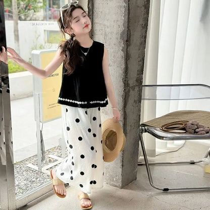 Children's Costumes Girl Outfit 2025 Kids Clothes Girls Summer Clothing T-shirt Elementary Sets Korean Teen Sets for Children