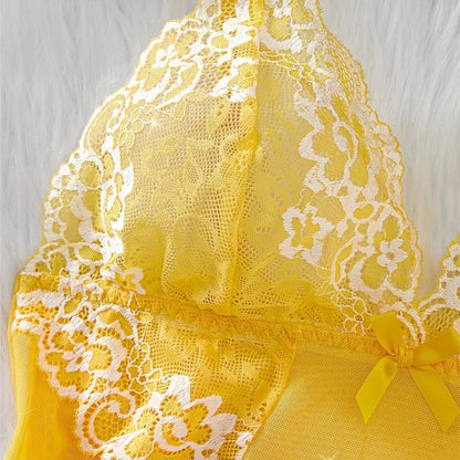 2 Piece Transparent Set Lace Bra Slim Nightgown Set With Thong Erotic Lingerie Pajamas Plus Size Porno Night Dress Sexy Babydoll