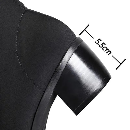 BIGTREE Shoes Women Sexy Over The Knee Boots Pointed Top Stretch Boots Thick Heel High Boots Black Long Boots Autumn Winter Shoe