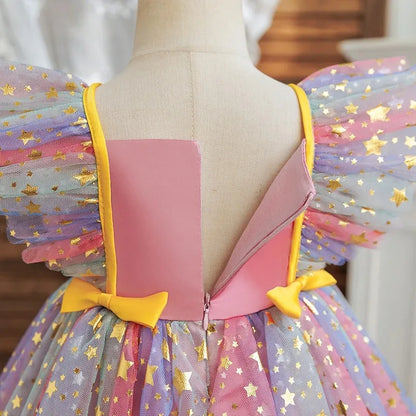 K-Pop Hunters Zoey Rumi Princess Dress for Girls Sequined Star Ruffle Bow Tutu Baby Formal Gala Prom Gown Kids Party Costume