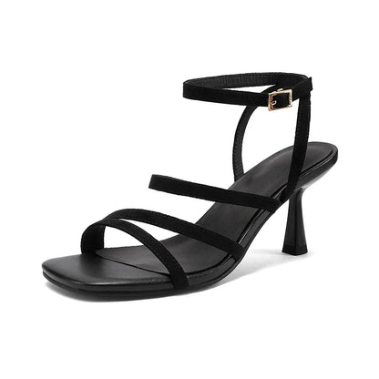 SmallHut New 2026 Trend Ankle Strap Sandals Summer Women Sexy Lady High Heel Red Black Light-Yellow Beige Apricot Buckle Sandals