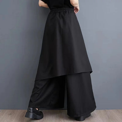 High Waist Wide Leg Skirt Pants Unisex Spring Autumn New Fashion Striped Color Block Asymmetrical Casual Trousers