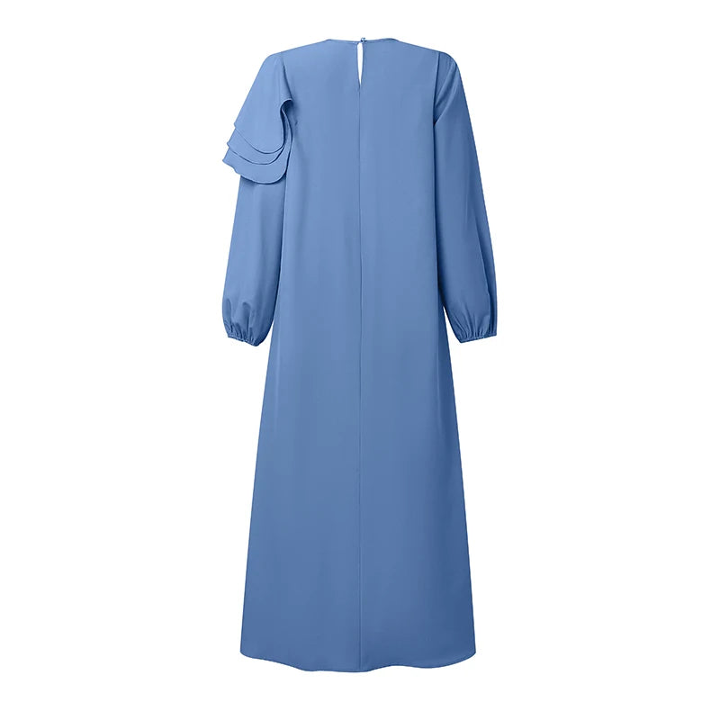 ZANZEA 2026 Women Elegant Long Sleeve Ruffled Dress Muslim Abaya Dress Ramadan Dubai Hijab Sundress IsIamic Robe Kaftan Vestidos