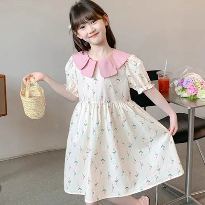 Floral Cute Casual Dress Elegant Dresses for Girl 8 To 14 Year Old Girls Clothes 11 12 Years Luxury Up Kids Summer Child Little