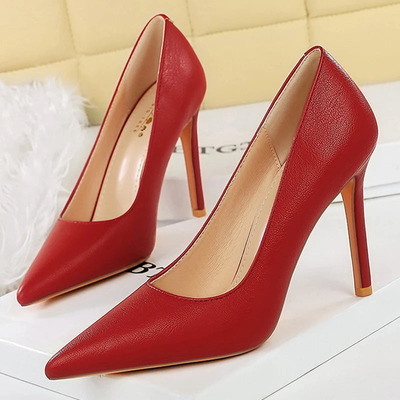 BIGTREE Shoes Women Pumps Occupation OL Office Shoes Sexy High Heels Stiletto 10 Cm Pointed Tip Women Heels Fashion Party Shoes