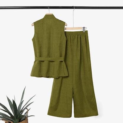 ZANZEA Stylish Summer Sleeveless Tanks Tops Pant Sets Women Elegant Casual Holiday Outfits Solid OL Work Tracksuit 2 Pieces Sets