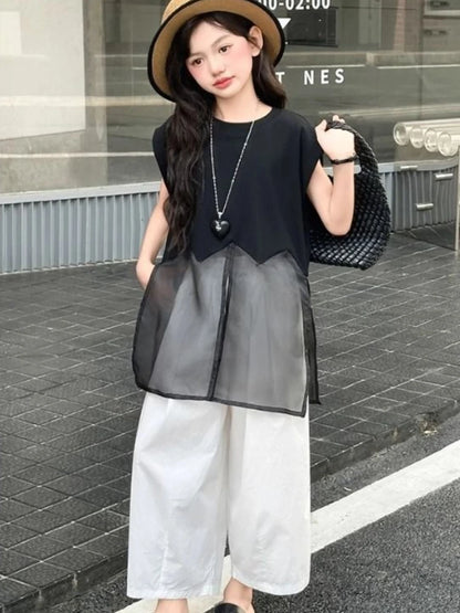 Little Girl Clothes Summer Children's Clothing Setup Child Girls Girls' 2025 New Kids Fashion Outfit Outdoor Sets Suit Korean