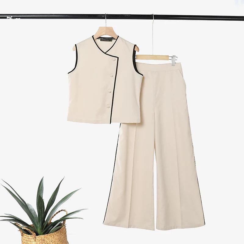 ZANZEA Fashion V Neck Sleeveless Tanks Tops Trousers Suit Summer Women Matching Sets Casual OL Work Pant Sets Holiday Tracksuit