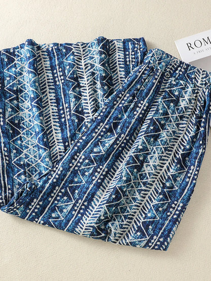 High Waist Cotton Linen Casual Pants Nine Points Summer Stripes Loose Wide Leg Trousers for plus Size Women Casual Loose Fit