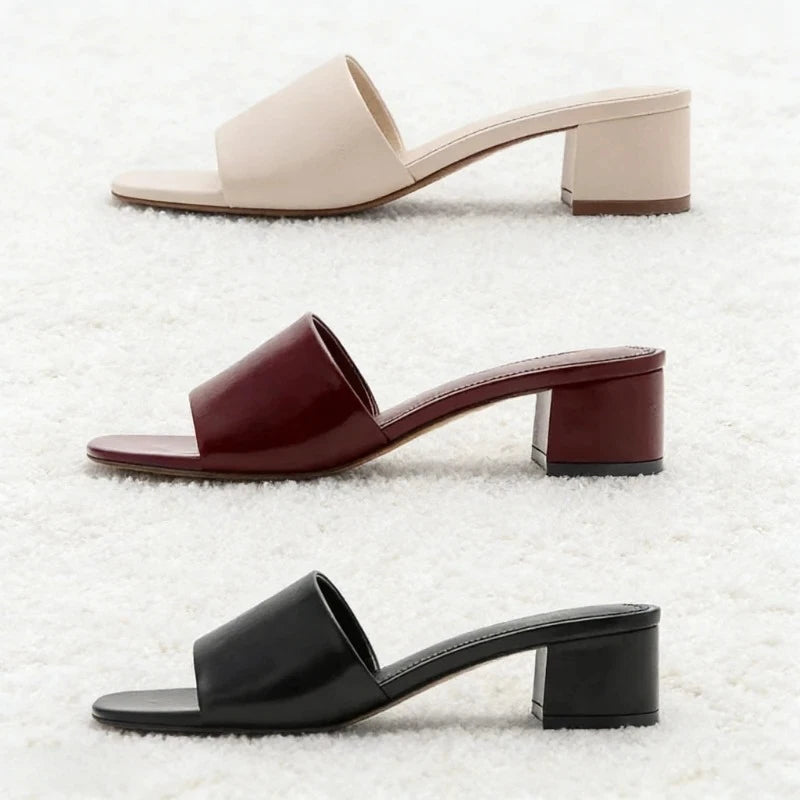 Designer Chunky High Heeled Women's Slippers Sexy Open Toe Slide Sandals for Ladies Summer Concise Style Comfort Beach Sandals