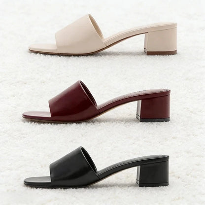 Designer Chunky High Heeled Women's Slippers Sexy Open Toe Slide Sandals for Ladies Summer Concise Style Comfort Beach Sandals