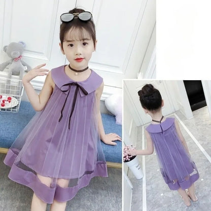 Princess Dress for Little Girls with Doll Collar and Tulle Skirt Casual Dresses Girl Kid's Women's Summer Tweens Clothing Kids