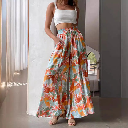 2026 Spring Summer Women Casual Wide Leg Pants Fashion Loose High Waist Long Trousers