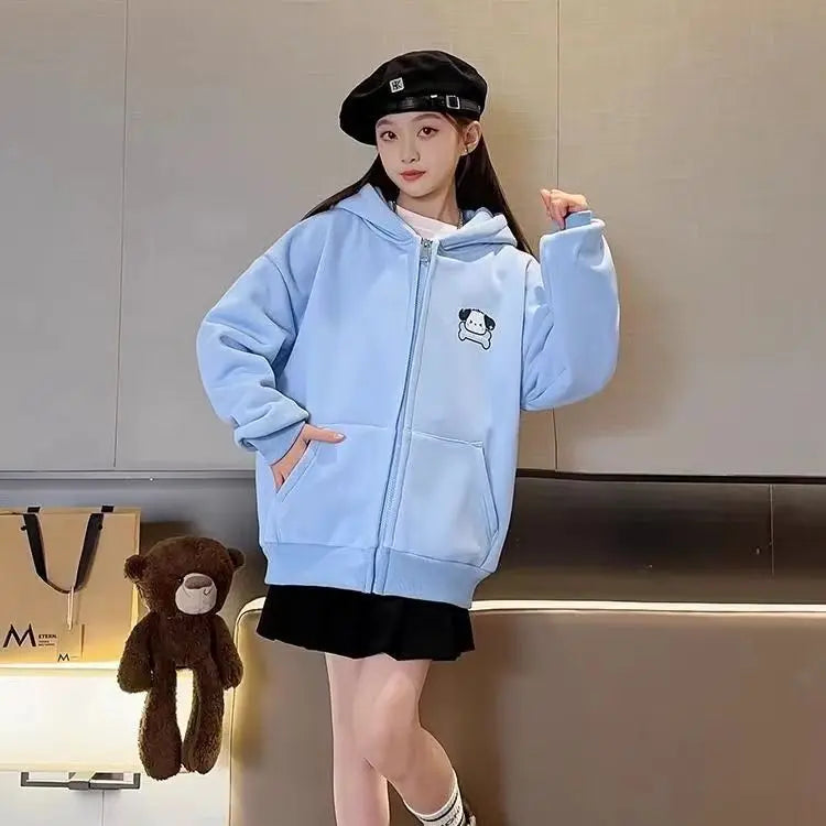 Girls' 2025 New Spring/Autumn Stylish Pochacco Long Ears Hooded Thickened Sweatshirt - Kids' Top