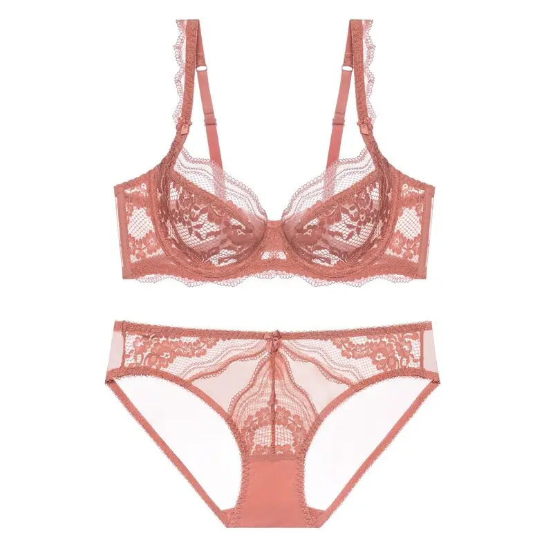 BANERDANNI La Parlé Elegant Floral Lace Bra Set Large Bust Looks Smaller Lightweight Breathable Pure Desire Bra & Set Hot Seller