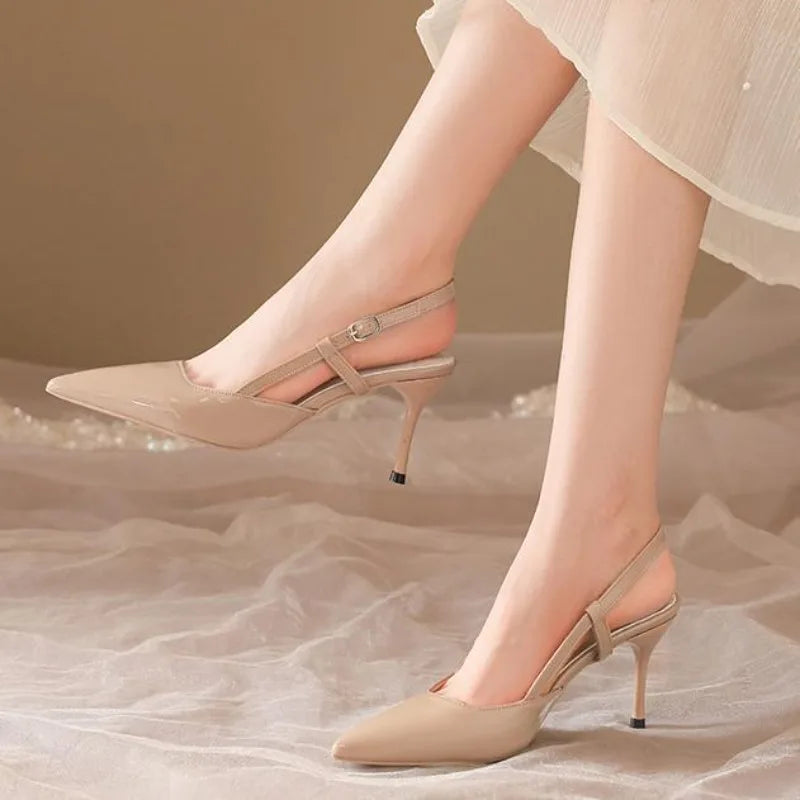 2025 Women New Plus Size Heel Sandals Women sexy elegant Leather Pumps Ladies Retro Brand Buckle Rome High Heels Shoes Mules