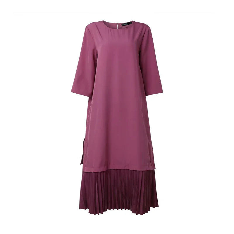 Women Patchwork Muslim Abaya Dress ZANZEA Summer Maxi Long Dress Ramadan Robe Fashion O Neck Long Sleeve Pleated Sundress Kaftan