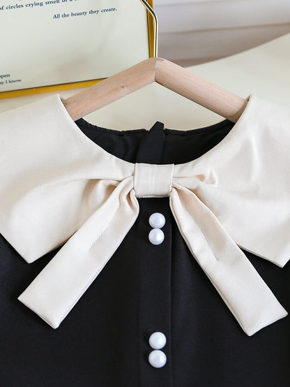 Elegant Big Collar A-Line Tank Top Dress for Girls Summer Single Piece with Concealed Zipper And Buttoned Back