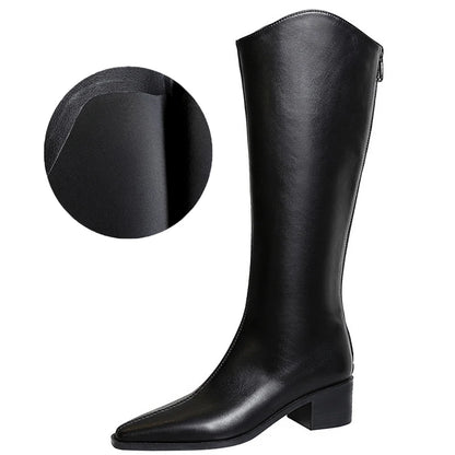 BIGTREE Shoe Women Knee-high Boots Retro Knight Boots Women Shoes Rear Zipper High Boots Thick Heel Autumn Winter Boots Mid Heel