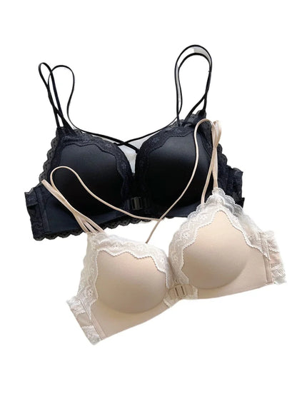 Victoria Style MOYISU Pink Leopard Wireless Bra Set, Front Hook Design, Push Up Bralette, Sexy Back Lingerie To Boost Small Bust