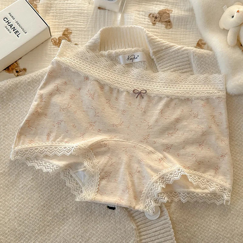 Cotton Women's Underwear Seamless Breathable Boxers Lace Mid-waist Boyshorts Ladies Sexy Lingerie Plus Size Japanese Boxer Short