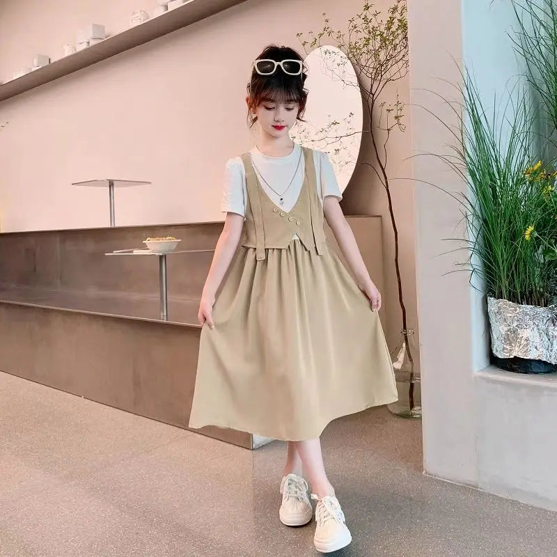 Summer French Dress for Little Girls Dresses Girl's Clothes Party Korean Reviews Many 6 7 Years Princess Elegant From 8 Kid's 10
