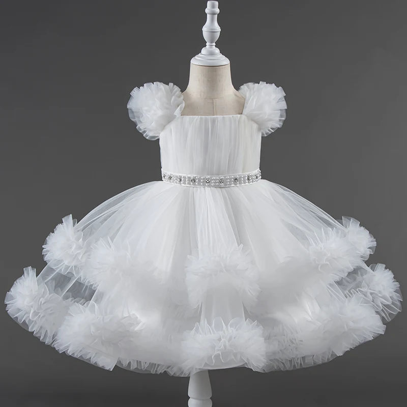 Baby Dress 0-5 Years Old Birthday Party Wedding Sleeveless Mesh Fluffy Cute Girl Princess Dress