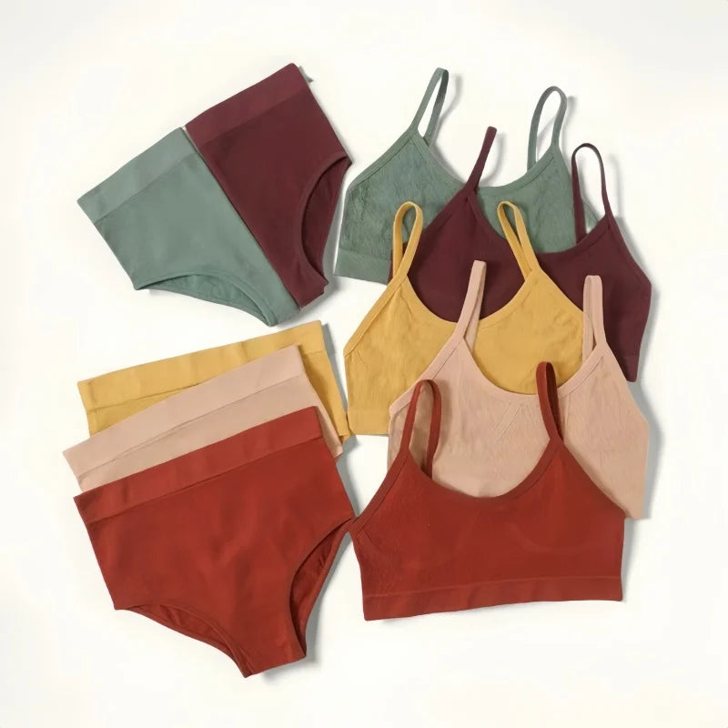 Women Seamless Bra And Panties Set U-Back Bralette Top Comfort Breathable Briefs Ribbed Sexy Lingerie Sports Underwear Set