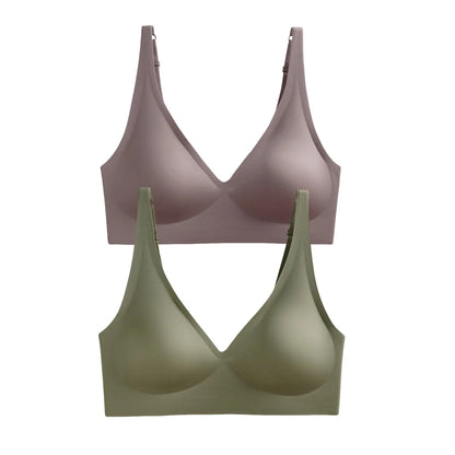 2Pcs/Set Seamless Bras For Women Wireless Underwear Push Up Bralette Soft Padded Deep V Sexy Lingerie Sleepwear Intimates S-3XL
