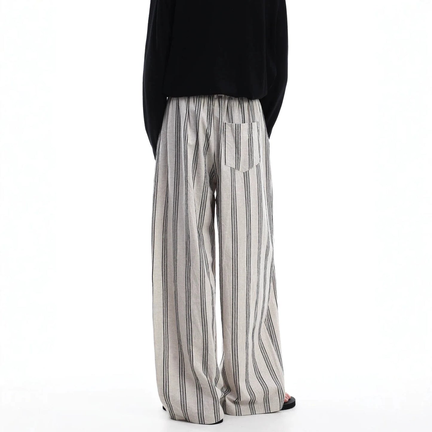 2026 Summer New Striped Casual Pants Men's Lazy Style Fashion Design Sense Versatile Loose Wide-leg Pants