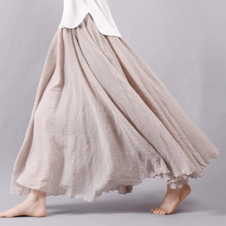 2026 Women Cotton Blending Long Skirts High Waist Good Quality Women Summer Boho Maxi Skirts Brand Faldas Femme Streetwear