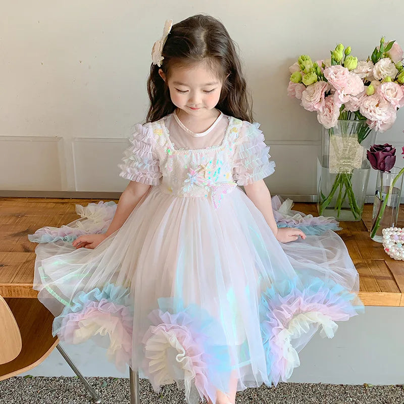 Mermaid Princess Dress New Girls' Western Style Fashion Pettiskirt Summer Children'S Dress