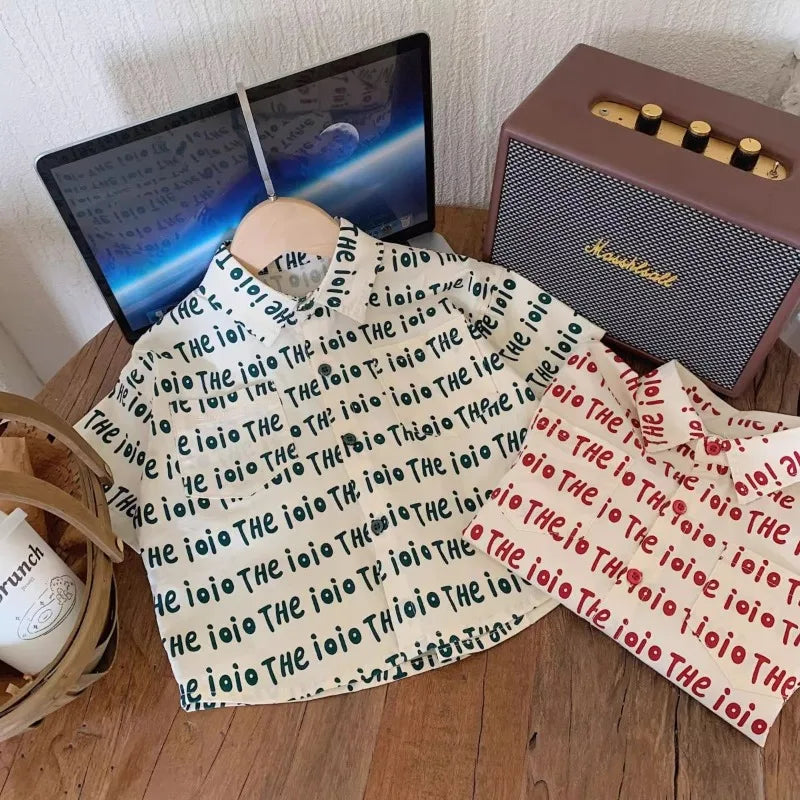 Boys Girls Kids Summer Shirt Children's Alphabet Print Casual Short Sleeve Top 2026 New Fashion Tee for Baby Toddler