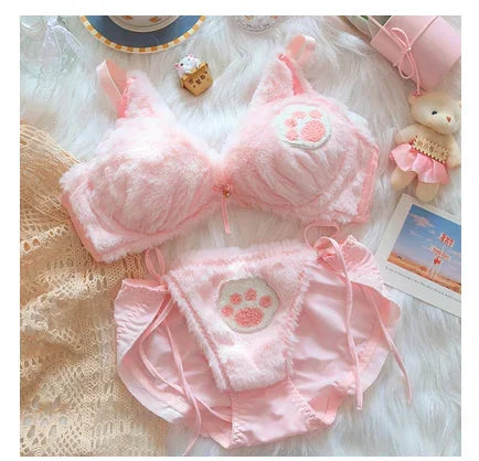 Girls lolita plush bra underwear my melody bralette push up brassiere  wirefree warm kawaii bra underpants seamless lingerie