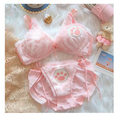 Girls lolita plush bra underwear my melody bralette push up brassiere  wirefree warm kawaii bra underpants seamless lingerie