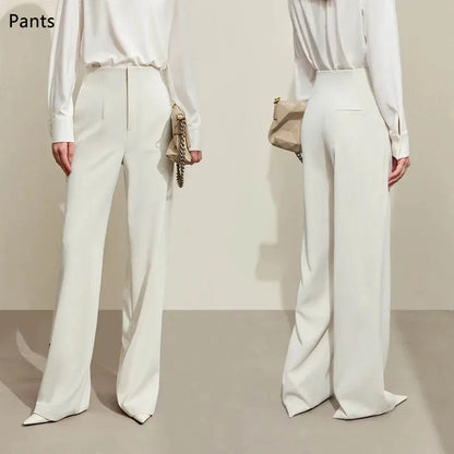 AMII Minimalism Women's Pants 2025 Autumn New Office Lady V-neck Loose Short Blazer Jacket Casual Solid Pants Separate 12441110