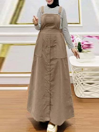 Spring Autumn Overall Dress ZANZEA Fashion Muslim Abaya Summer Women Sleeveless Sundress Robe Femme Islamic Hijab Vestidos 2025