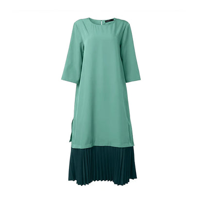 Women Patchwork Muslim Abaya Dress ZANZEA Summer Maxi Long Dress Ramadan Robe Fashion O Neck Long Sleeve Pleated Sundress Kaftan