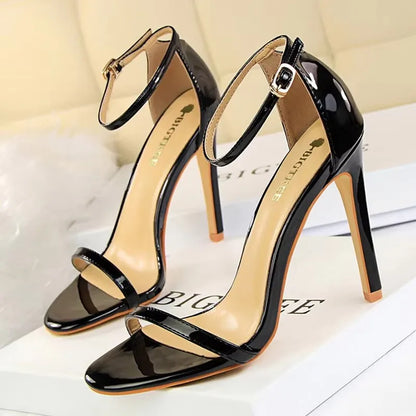 BIGTREE Shoes Super High Heels 11cm Women Shoes Patent Leather Woman Pumps Sexy Women Heels Stiletto Open Toe Ladies Shoes 2026