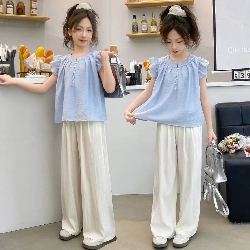 Elementary Student Girl Clothes Summer Suit for Girls Wear Stylish Children Clothing Cartoon Children's Fashion 4 7 8 Years Kids